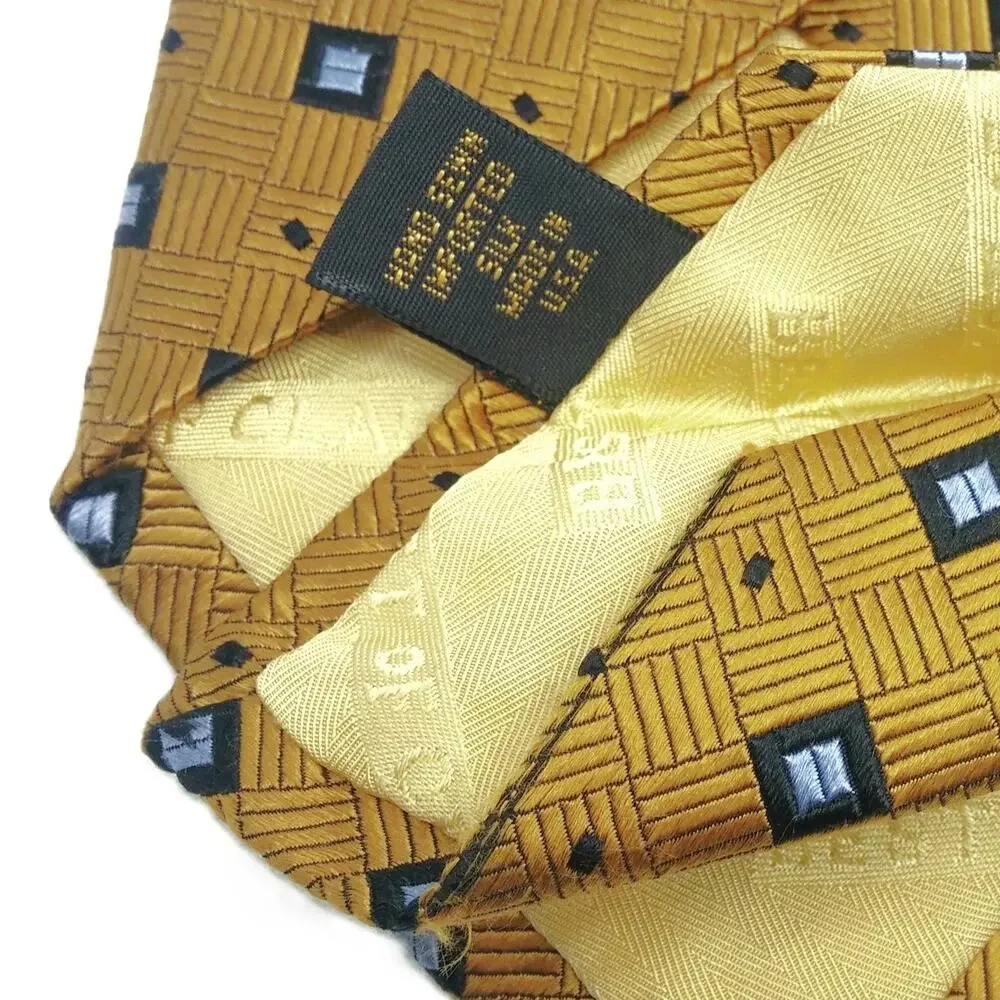 Robert Talbott Geometric Silk Tie Best of Class Nordstrom Golden Yellow Blue USA